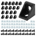 100-Pc 2020 Black Aluminum Corner Bracket Set – Nuts & Screws Aluminum Profile Hardware Richie's 20 type Black suit