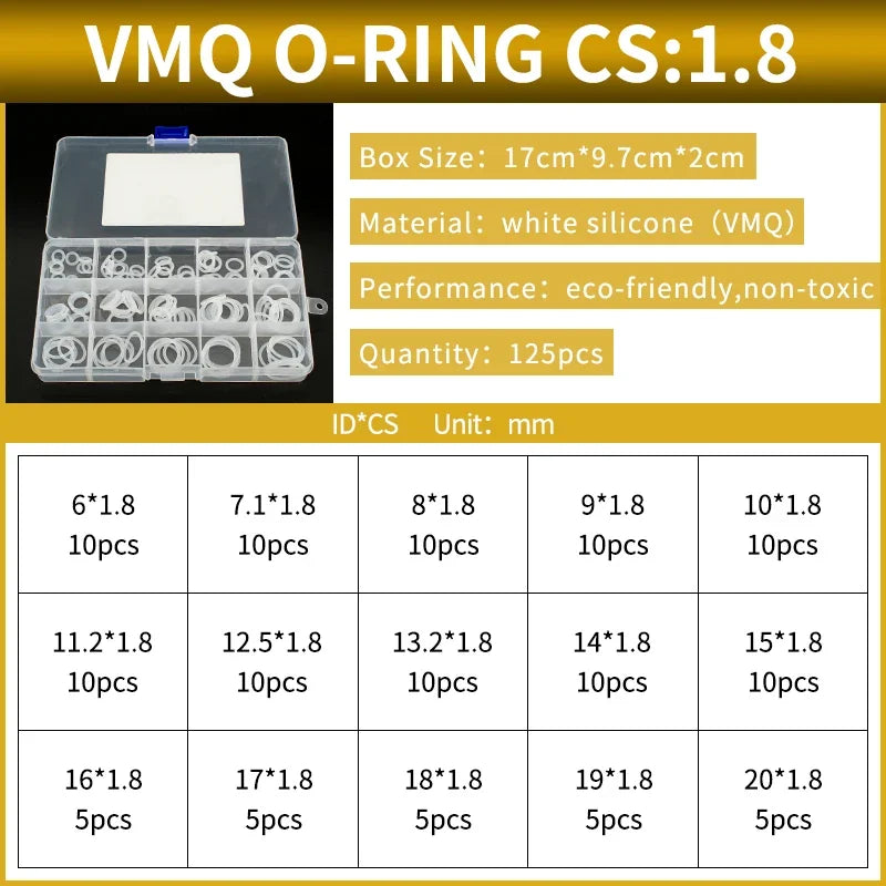 NBR Silicone FKM O-Ring Repair Kit – 1.8mm & 2.65mm Gasket Set O-Ring Repair Kit Richie's 84-VW-BW125M
