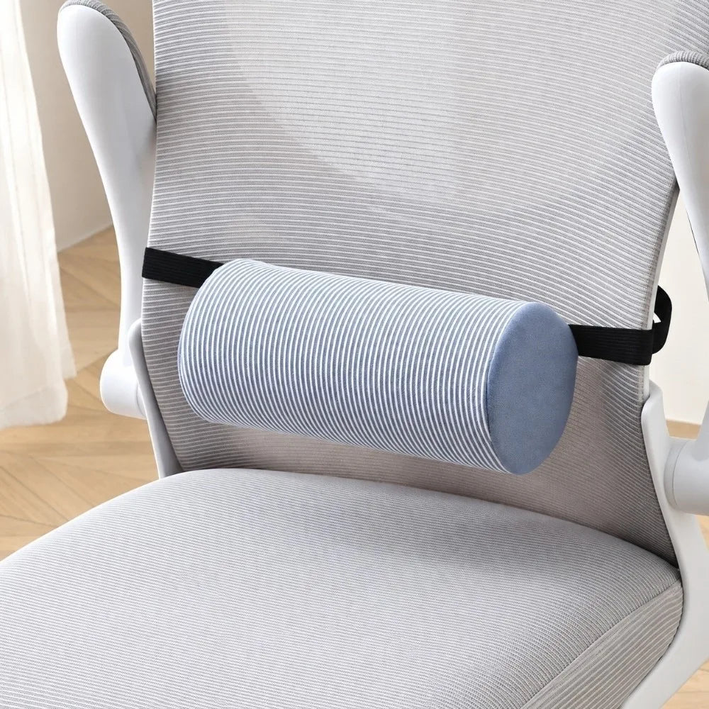 Memory Foam Lumbar Roll Pillow – Adjustable Strap Cylinder Lumbar Support Pillow Richie's Blue