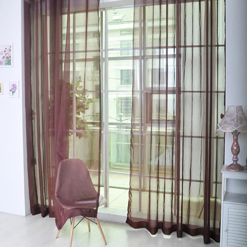 Sheer Gauze Curtain Panel – Modern Light Luxury 100% Polyester Sheer Curtain Panel Richie's Brown 100 x 200 cm