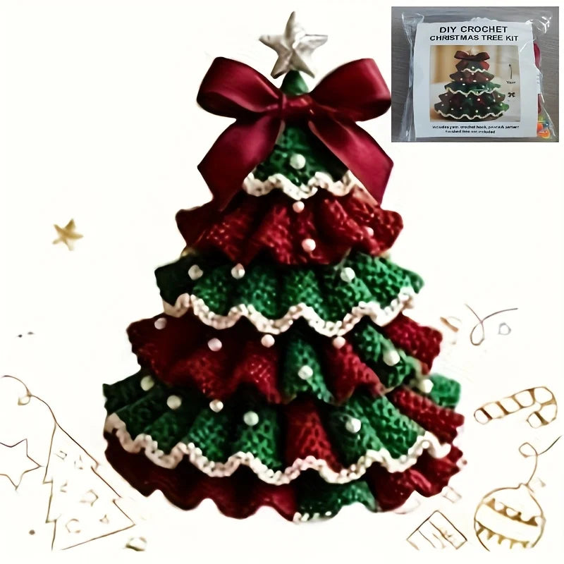 Crochet Christmas Tree Kit – Handmade Holiday Decoration Holiday Decoration Kit Richie's red-green 1pc