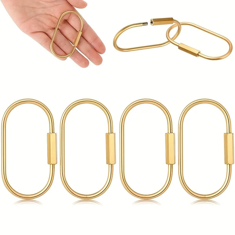 Golden Brass Key Rings Screw Lock Clips – Keychain Organizer Key Ring Clips Richie's 4pcs