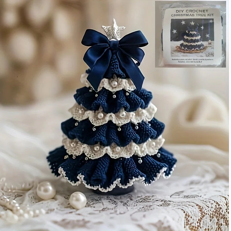 Crochet Christmas Tree Kit – Handmade Holiday Decoration Holiday Decoration Kit Richie's navy blue 1pc