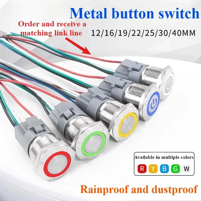 Waterproof Metal LED Push Button Switch 12–22mm Momentary Latching LED Push Button Switch Richie's