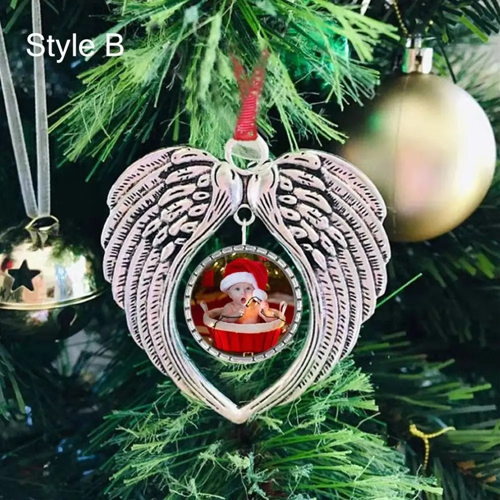 Angel Wings Christmas Ornament – Stainless Steel & Silk Keepsake Christmas Ornament Richie's B