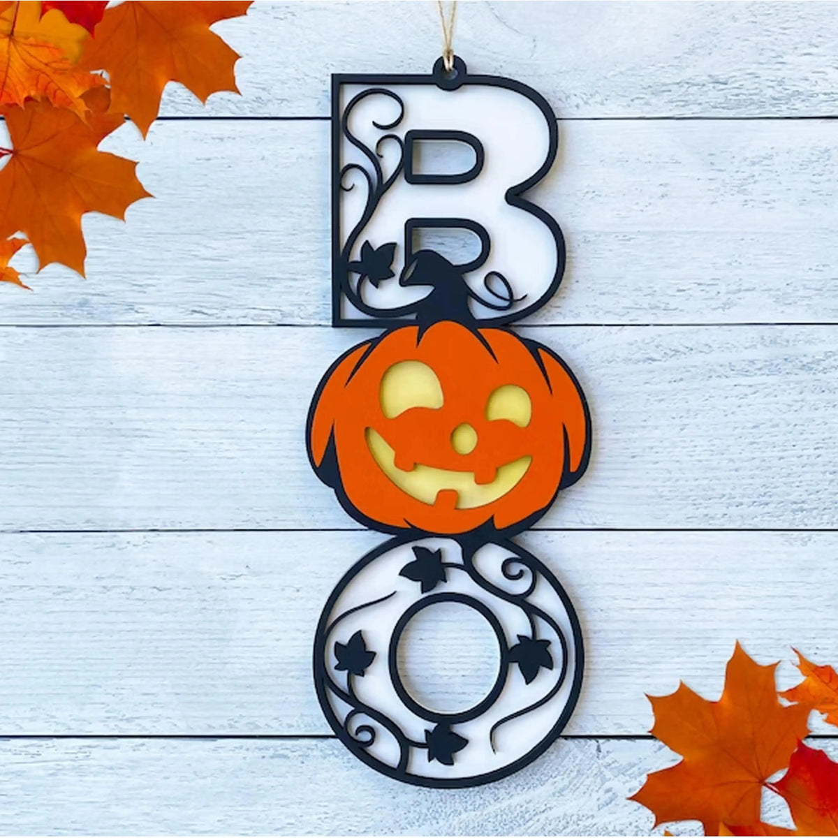 Halloween BOO Welcome Sign – Jack-O'-Lantern Door Decor Halloween Wall Sign Richie's