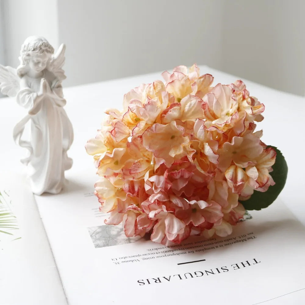 Silk Burnt Edge Hydrangea Artificial Flowers – 10 Colors Artificial Flower Bouquet Richie's Pink