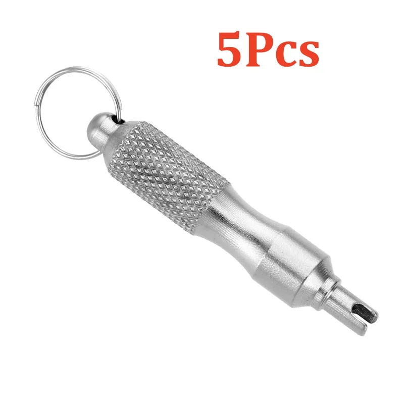 Stainless Steel Tire Valve Core Removal Tool with Keyring Tire Valve Tool Richie's 5Pcs