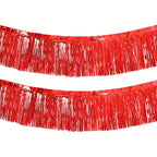 2Pcs 3m Metallic Foil Fringe Curtain Party Table Skirt Decor Party Fringe Curtain Richie's Red 2pcs