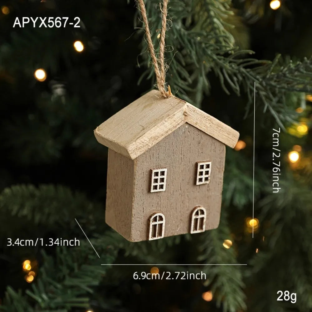 Wooden Christmas House Ornament – DIY Log Village Pendant Christmas Ornament Richie's B
