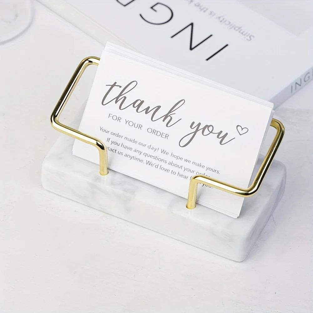 Marble Business Card Holder with Gold Metal Frame | Desktop Business Card Holder Richie's