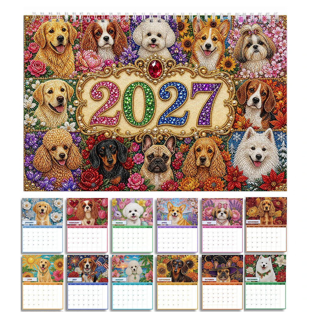 2027 DIY Diamond Painting Calendar – Cat & Dog Rhinestone Art DIY Craft Calendar Richie's Dog