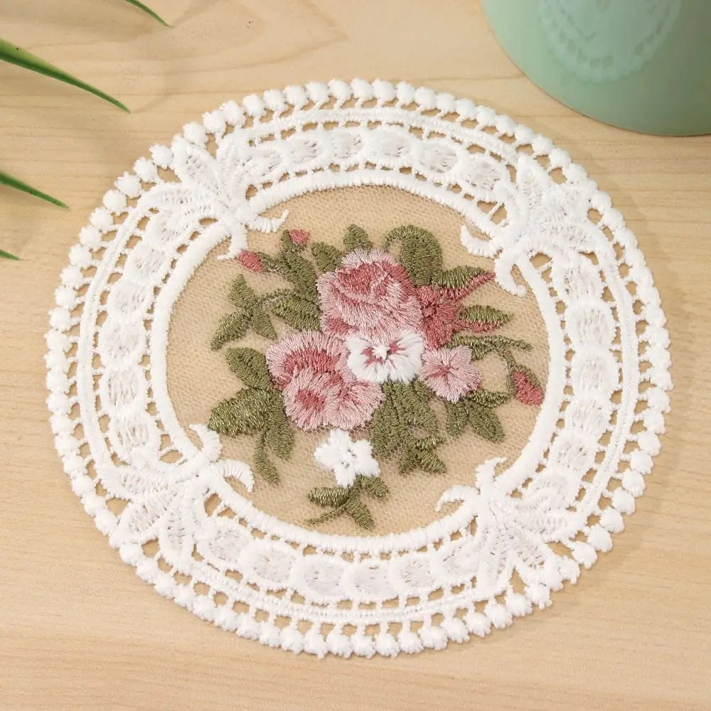 Embroidery Lace Coasters Set of 5 – Fabric Table Mats Fabric Coasters Set Richie's 1 L