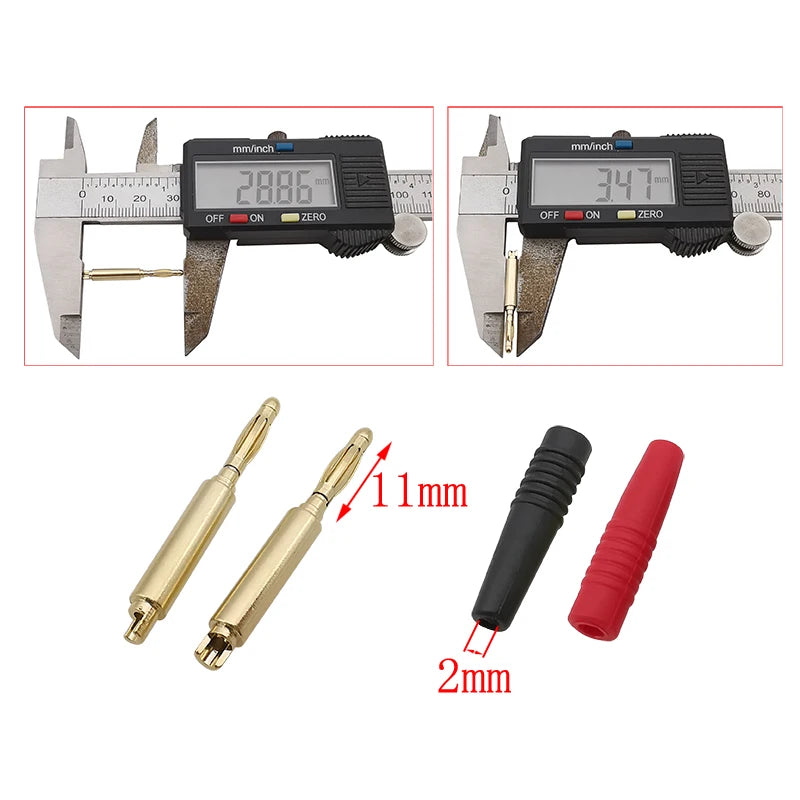 4Pcs Gold Plated 2mm Male Banana Plug Solder Wire Connector Banana Plug Connector Richie's