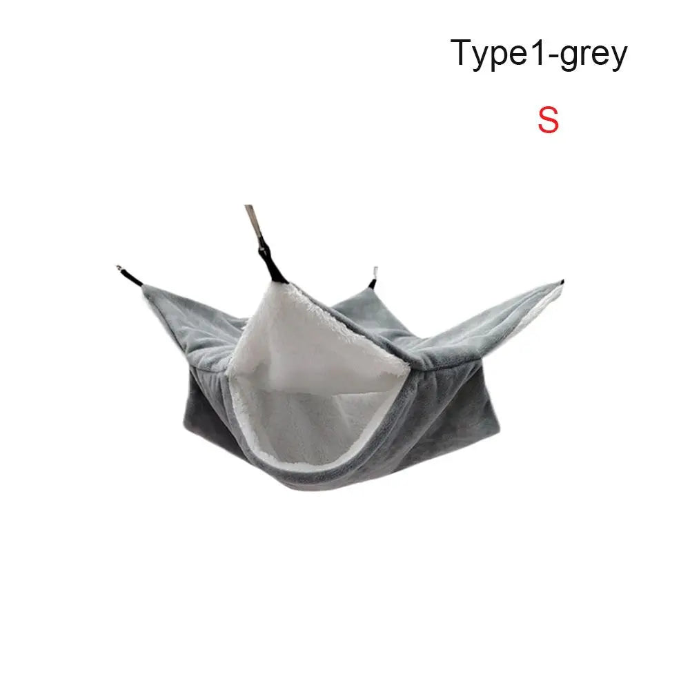 Double-Layer Plush Hammock Nest for Hamsters & Small Pets Small Pet Hammock Richie's Type1-Grey S
