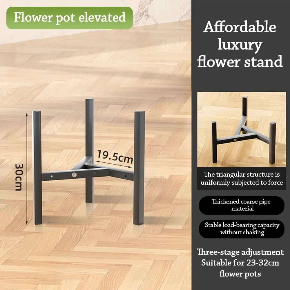 Modern Metal Flower Stand Rack with Casters – Indoor & Outdoor Plant Stand Rack Richie's Black 30cm 01