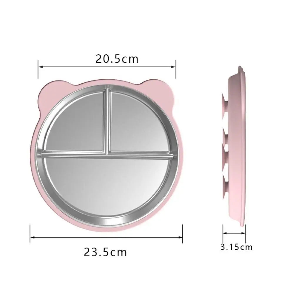 Stainless Steel Toddler Divided Plate with Silicone Suction Base Toddler Divided Plate Richie's