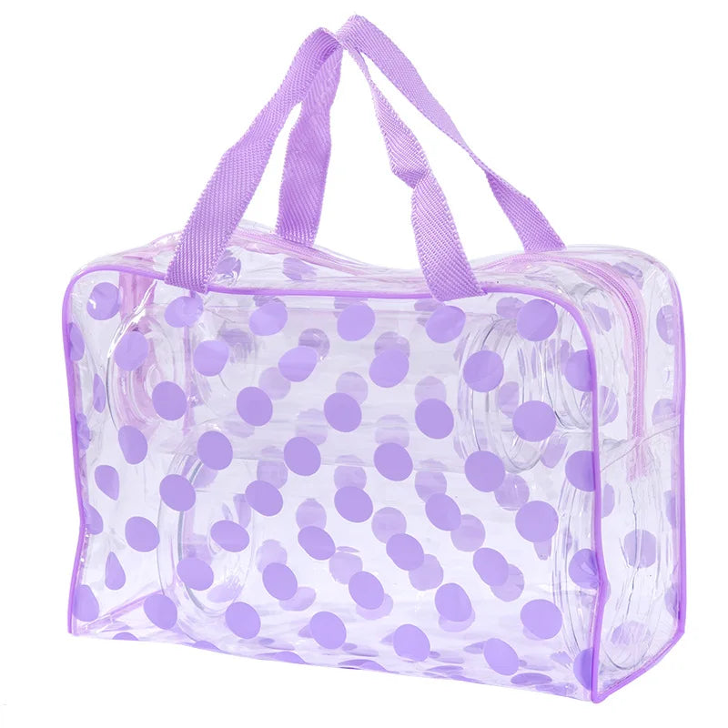 Transparent Polka Dot PVC Makeup Bag – Waterproof Cosmetic Cosmetic Bag Richie's Purple