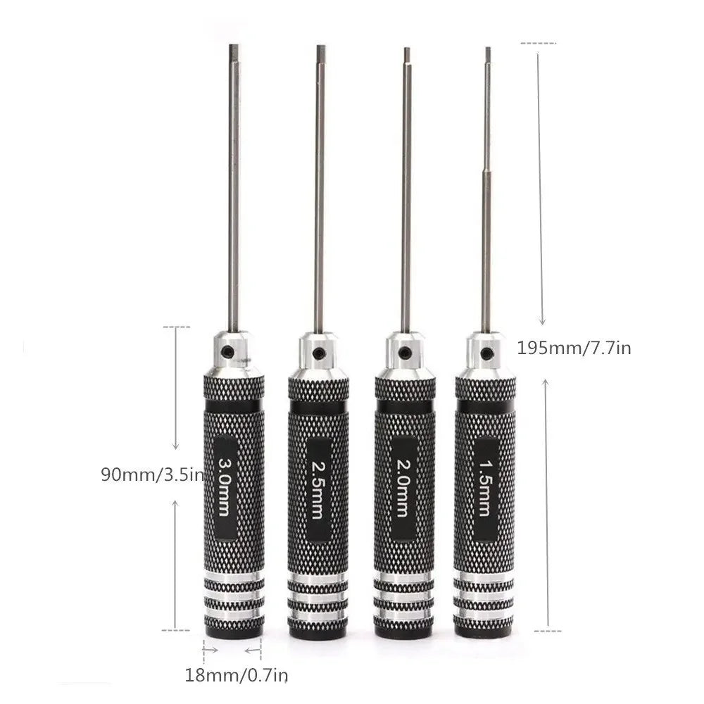TiN Hex Driver Set 4-Piece 1.5–3mm | RC Helicopter Tool Kit Hex Driver Set Richie's