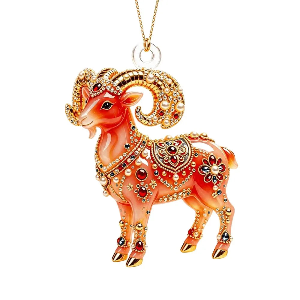 Acrylic Goat Christmas Ornament – Rhinestone Hanging Pendant Christmas Tree Ornament Richie's 10