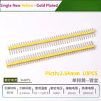 10PCS Color Gilded Pin Headers 2.54mm Single & Double Row Set PCB Pin Headers Richie's Yellow Gold 10PCS