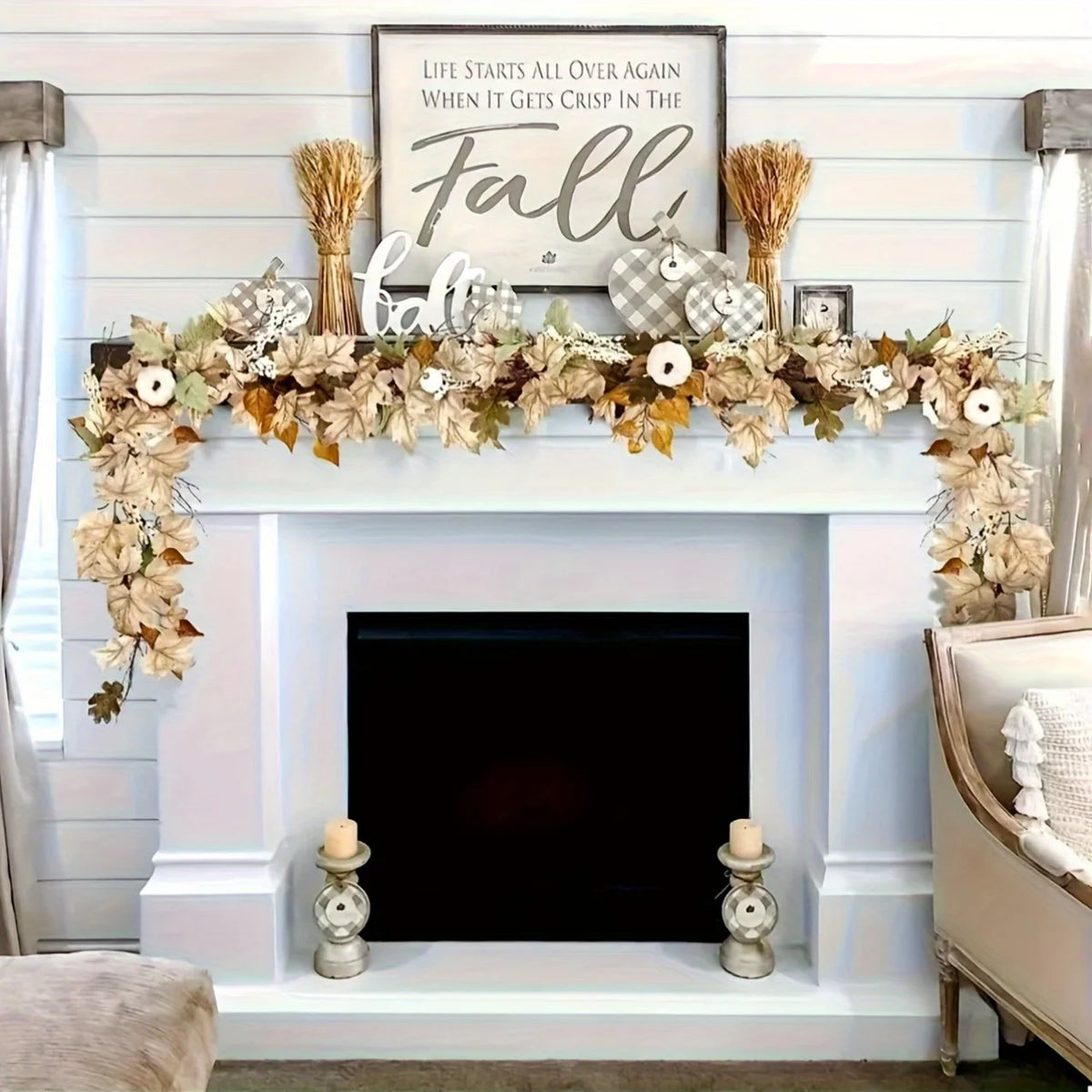 Autumn Maple Leaf & Pumpkin Wreath – Fall Holiday Wall Decor Seasonal Decorative Wreath Richie's