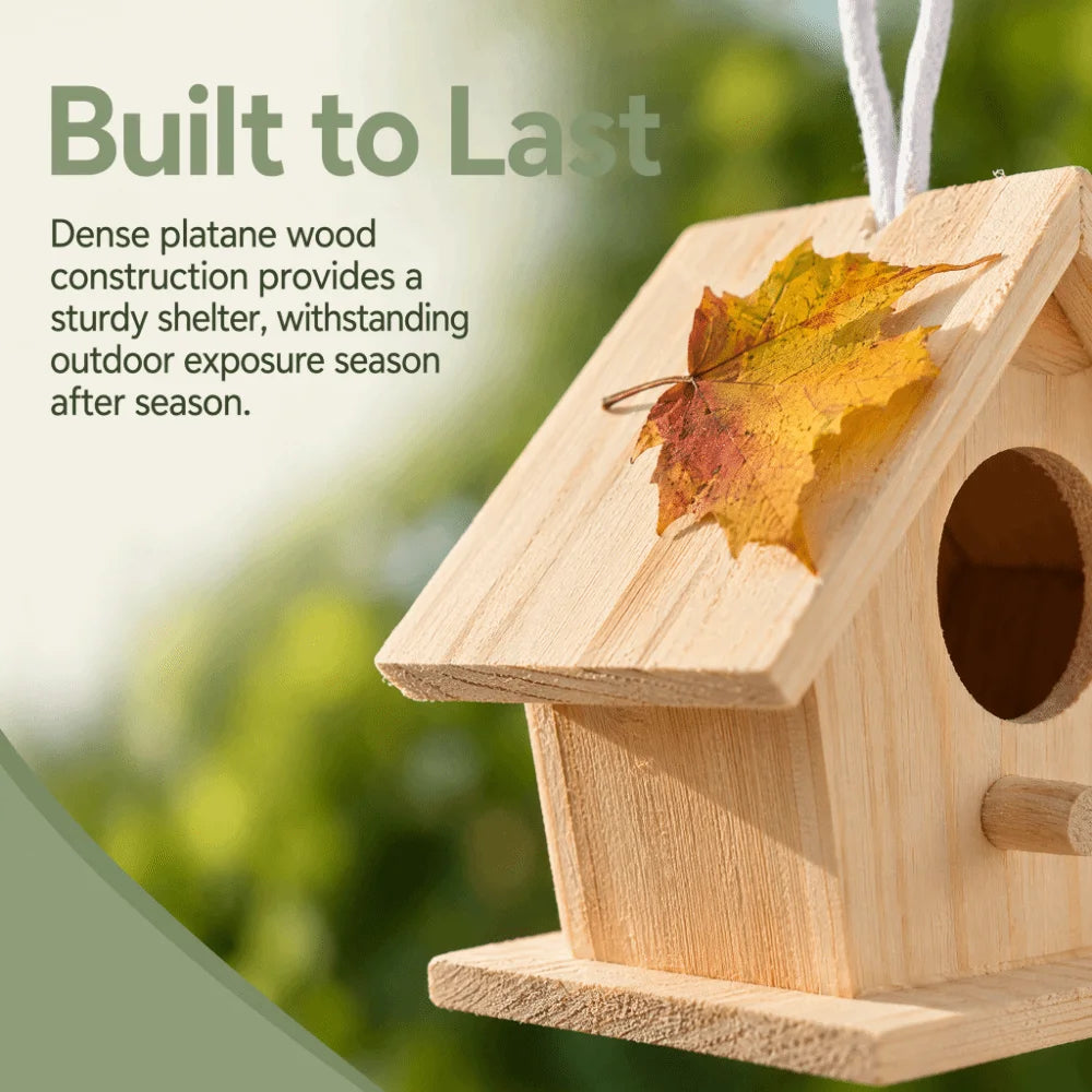 4Pcs Hanging Wooden Birdhouse Set | Platane Wood Bird Nest Hanging Birdhouse Set Richie's