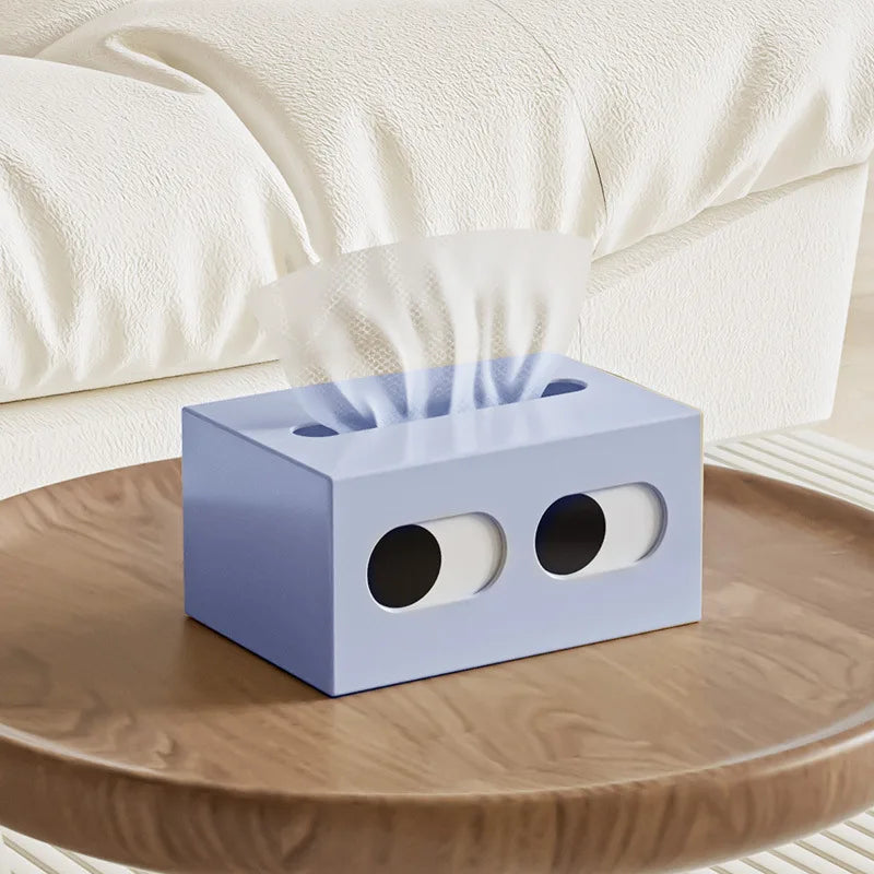 Cute Eye Design Plastic Tissue Box Dispenser & Desktop Holder Tissue Box Holder Richie's Blue 1pc