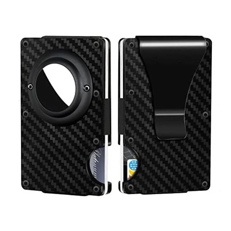 Zeeker Slim AirTag Wallet – RFID Blocking Metal Money Clip Metal Card Wallet Richie's Carbon fiber clip