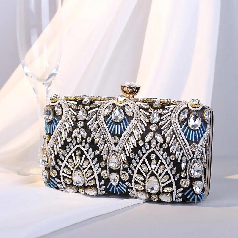 Women's Crystal Evening Clutch Bag – Luxury Bridal Purse Evening Clutch Bag Richie's black