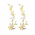 Cherry Blossom Iron-On Embroidery Patches – 2Pcs Floral Appliqué Embroidery Iron-On Patch Richie's Light Yellow