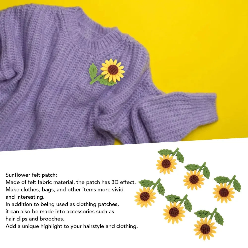 18pcs 3D Sunflower Felt Patches Yellow DIY Sewing Craft Felt Craft Patches Richie's
