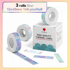 Phomemo Q30 White Waterproof Thermal Labels – 3 Rolls Thermal Label Rolls Richie's 12x40mm Star P06 China Mainland