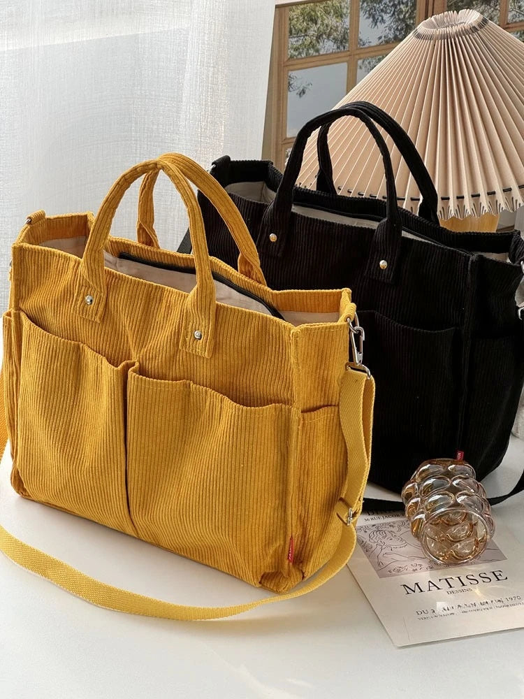 Warm Corduroy Tote Bag – Spacious Shoulder & Crossbody Bag Corduroy Tote Bag Richie's