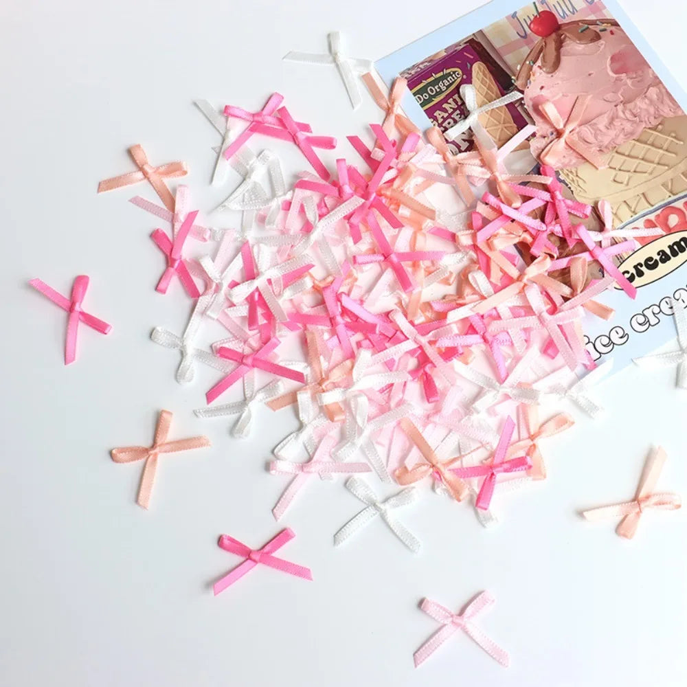 100pcs Mini Ribbon Bows 2x3cm DIY Gift Wrapping Craft Decoration Craft Ribbon Bows Richie's Mixed Color 5 L