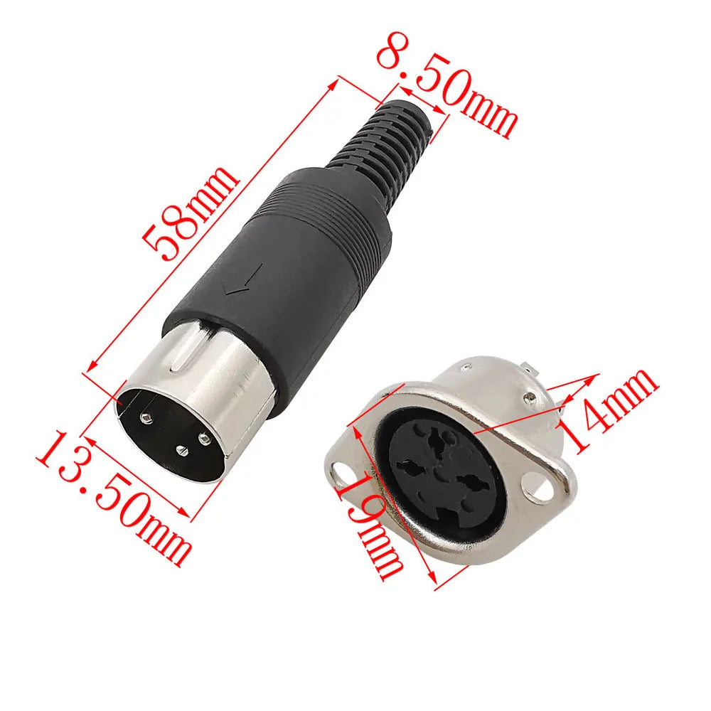 DIN 3 4 5 6 8 Pin Male Plug Female Socket Connector 2Pcs DIN Connector Richie's
