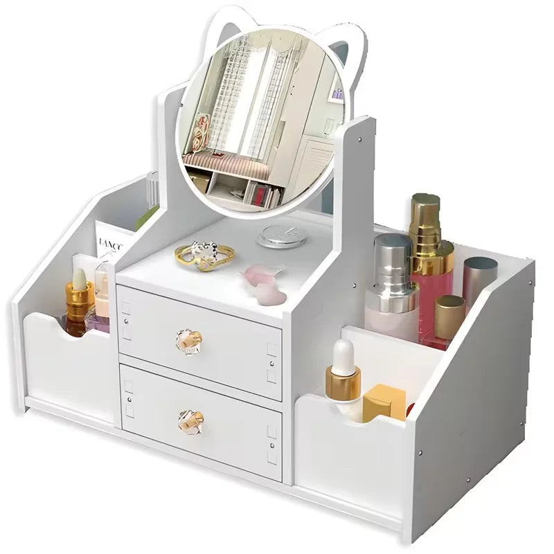 Cosmetic Storage Box with Mirror & Multi Compartments | Richie's Cosmetic Organizer Box Richie's