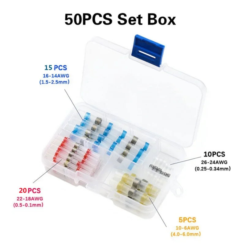 Heat Shrink Solder Wire Connectors Waterproof 50–300 Pcs Wire Connectors Richie's 50PCS Set Box