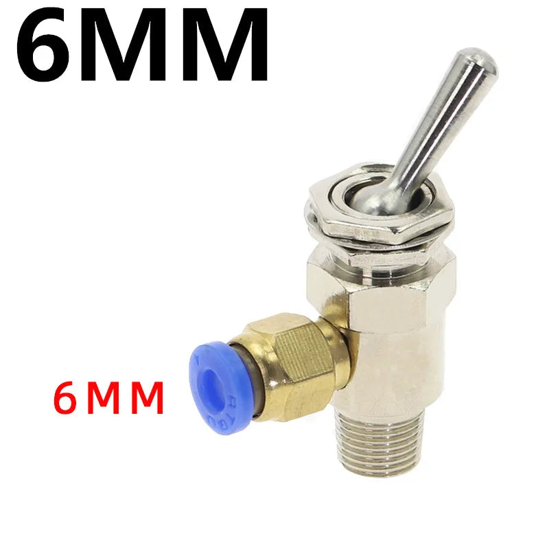 TAC2-2V Pneumatic Toggle Valve 2-Way M5 1/8" Thread + Fittings Pneumatic Toggle Valve Richie's TAC2-2V -PC6MM