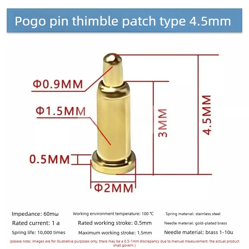 DIP SMD Double Spring PCB Pogo Pin Connectors 20/50/100 Pcs