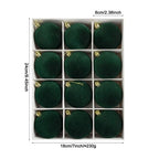 12pcs Flocked Christmas Ball Ornaments Vintage 6cm Set Christmas Ball Ornaments Richie's Dark Green