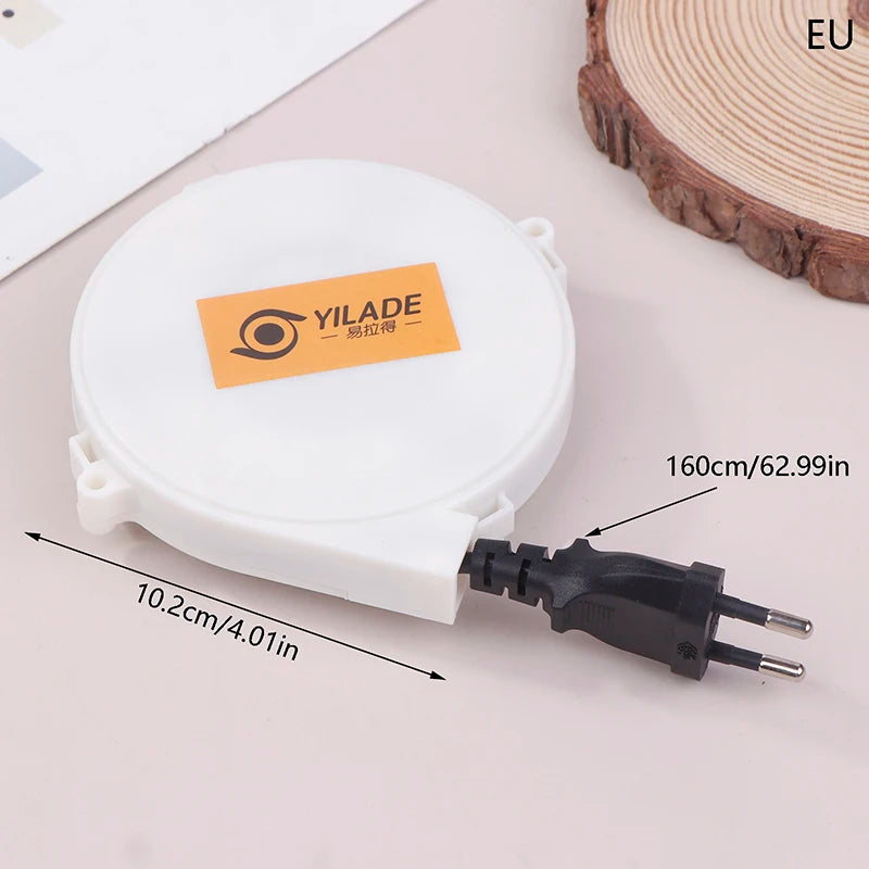 Retractable Power Reel Cable 1.6m | US & EU Plug – 220V Retractable Cable Reel Richie's A2