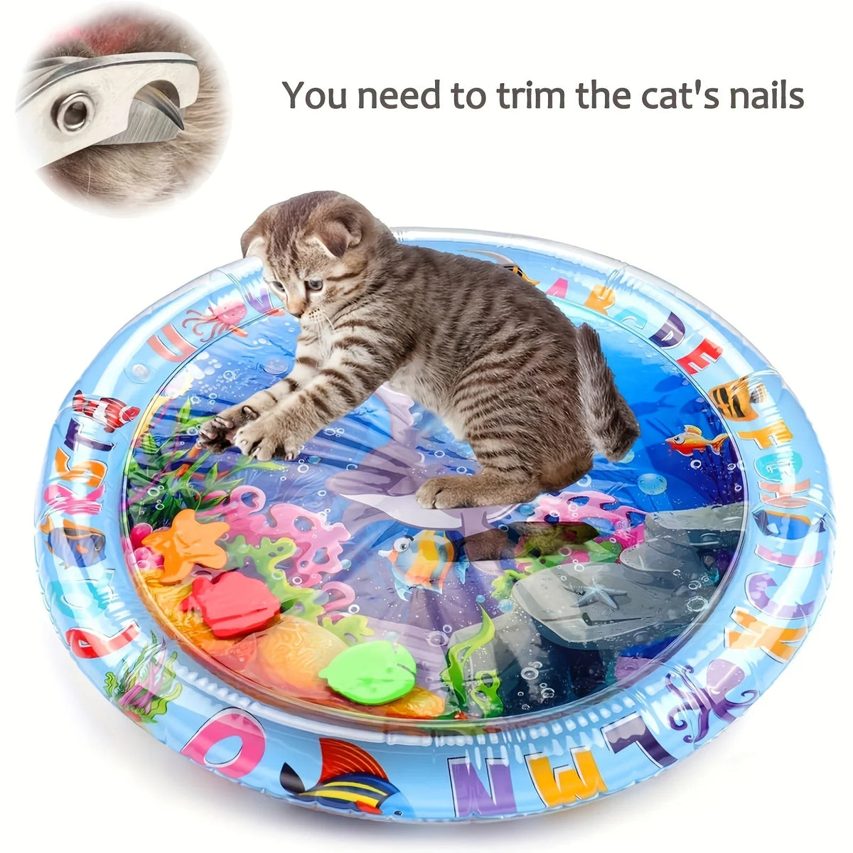Spill-Proof Water Sensory Cat Mat – Floating Fish PVC Toy Interactive Cat Toy Richie's