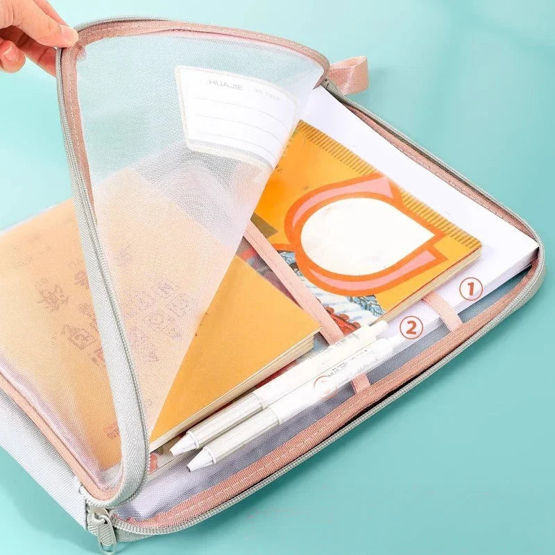 A4 Double-Layer Mesh Storage Bag – School & Office Organizer Mesh Organizer Bag Richie's