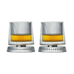 360° Rotating Whiskey Glass Spinning Crystal Tumbler Set of 2 Whiskey Glass Set Richie's B