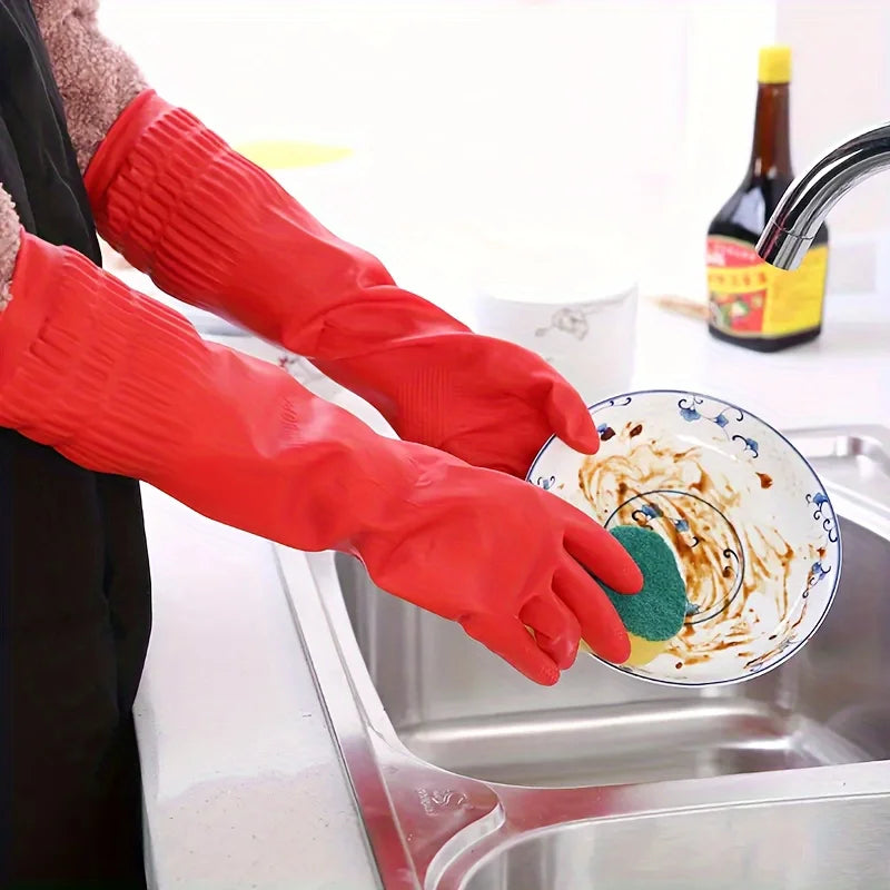 Thick Latex Dishwashing Gloves Extended Cuff | Kitchen Cleaning Household Cleaning Gloves Richie's