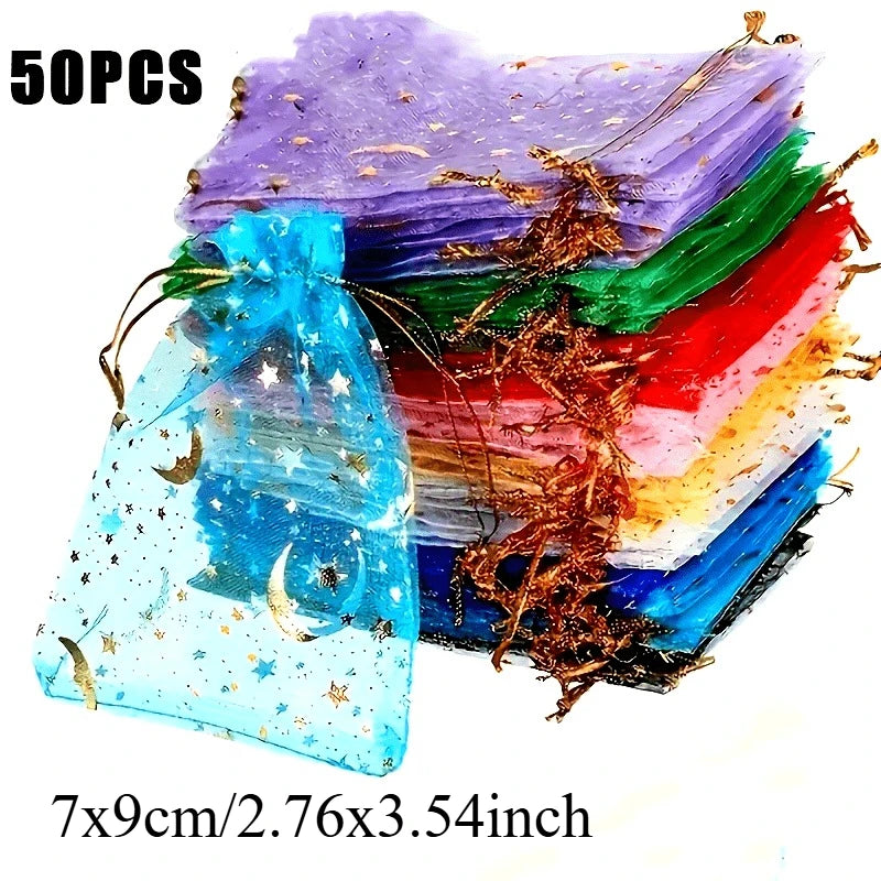 50 PCS Polyester Gift Bags – Jewelry, Wedding & Holiday Storage Gift Storage Bags Richie's Random-7x9cm-50pcs