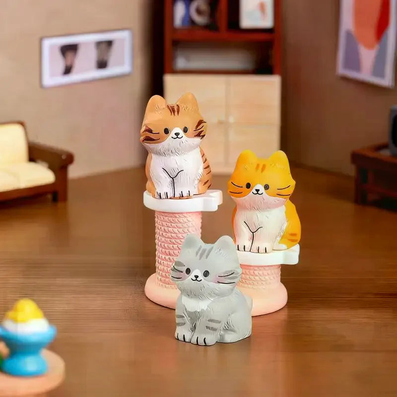 6 Mini Resin Cat Figurines Hand Painted Fairy Garden Decor Resin Figurine Set Richie's