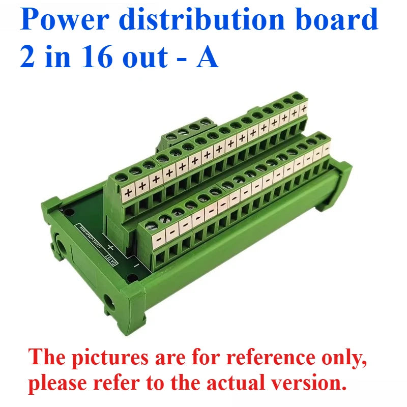 DIN Screw Terminal Block PCB Power Distribution Splitter Screw Terminal Block Richie's 2 in 16 out 1PCS