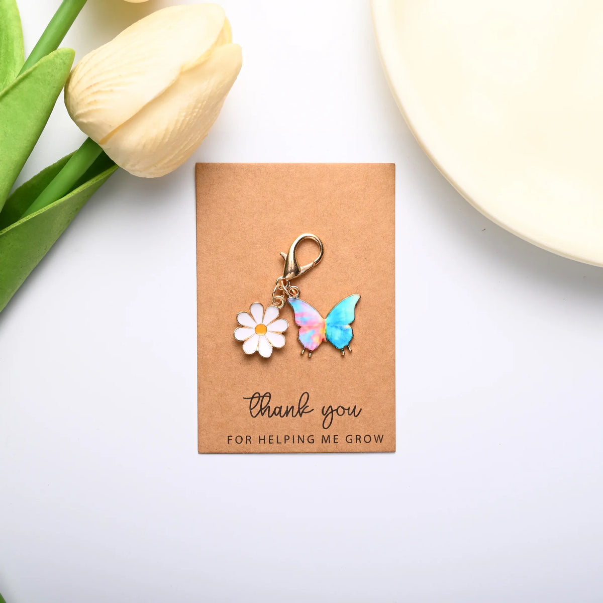 Butterfly Daisy Keychain Pendant – Zinc Alloy Gift Charm Keychain Pendant Richie's Style B 1pc